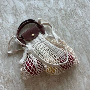 Longchamp Cream and Brown Tote Bag